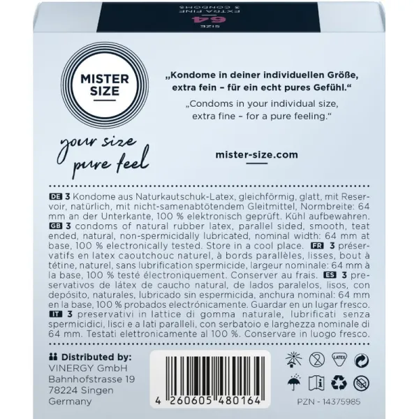 Kondome Grösse XXL 64 Mm (3 Stück) von Mister Size | Fesselliebe.de