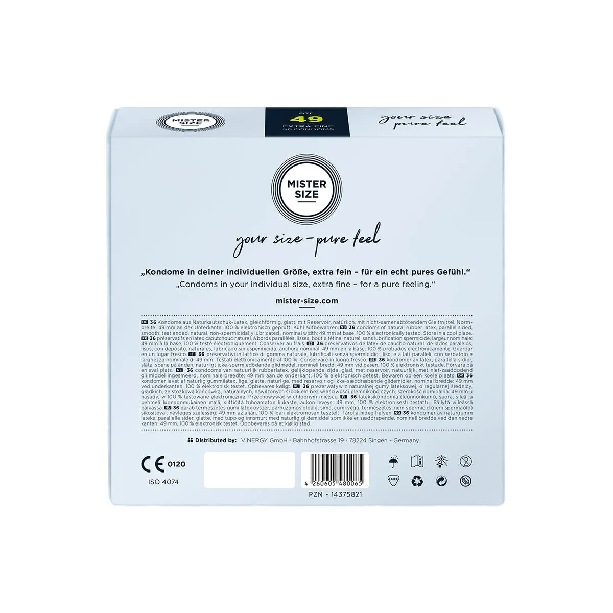 Kondomgrösse S 49 Mm (36 Stück) von Mister Size | Fesselliebe.de