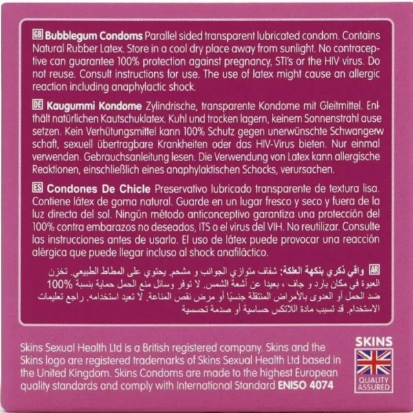 Bubblegum Premium-Kondome Packung 4 von Skins | Fesselliebe.de
