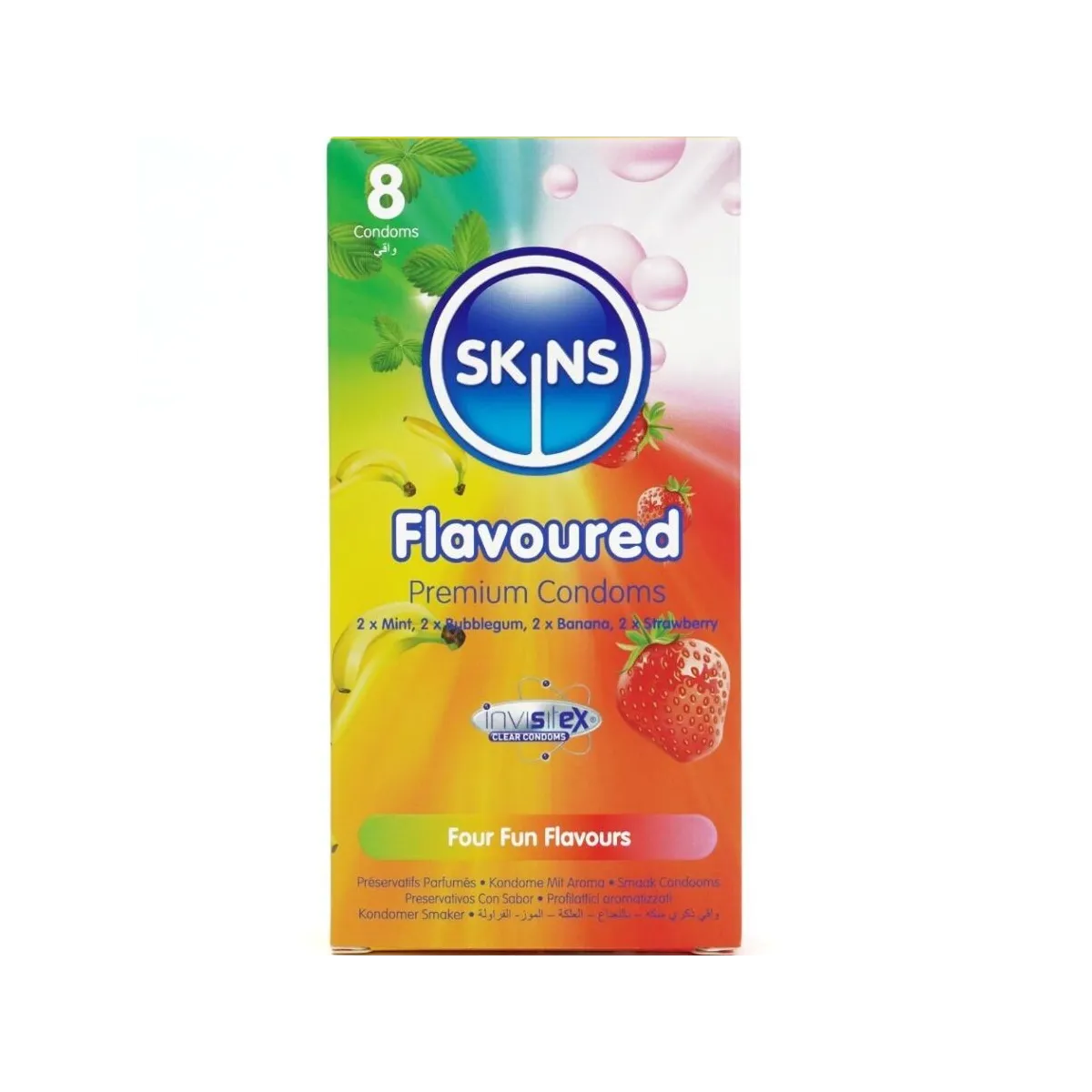 Premium-Kondome mit Verschiedenen Geschmacksrichtungen, 8er-Stück von Skins | Fesselliebe.de