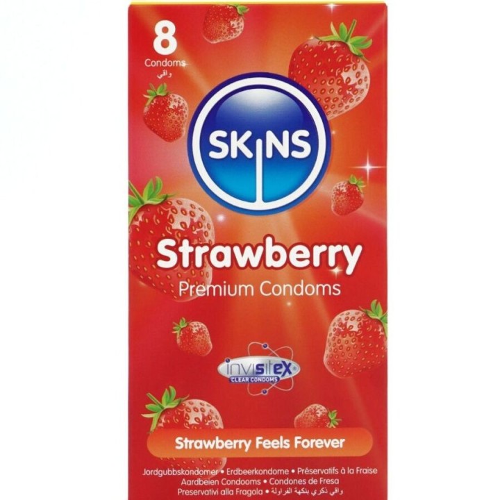 Erdbeere Premium-Kondome Packung 8 von Skins | Fesselliebe.de