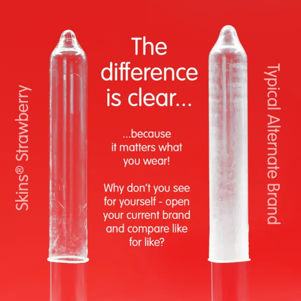 Erdbeere Premium-Kondome Packung 8 von Skins | Fesselliebe.de