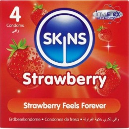 Erdbeere Premium-Kondome Packung 4 von Skins | Fesselliebe.de