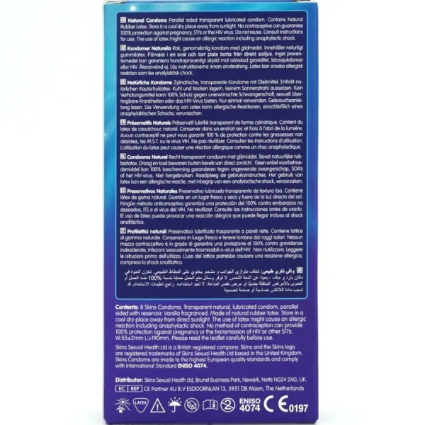 Natürliche Premium-Kondome Packung 8 von Skins | Fesselliebe.de