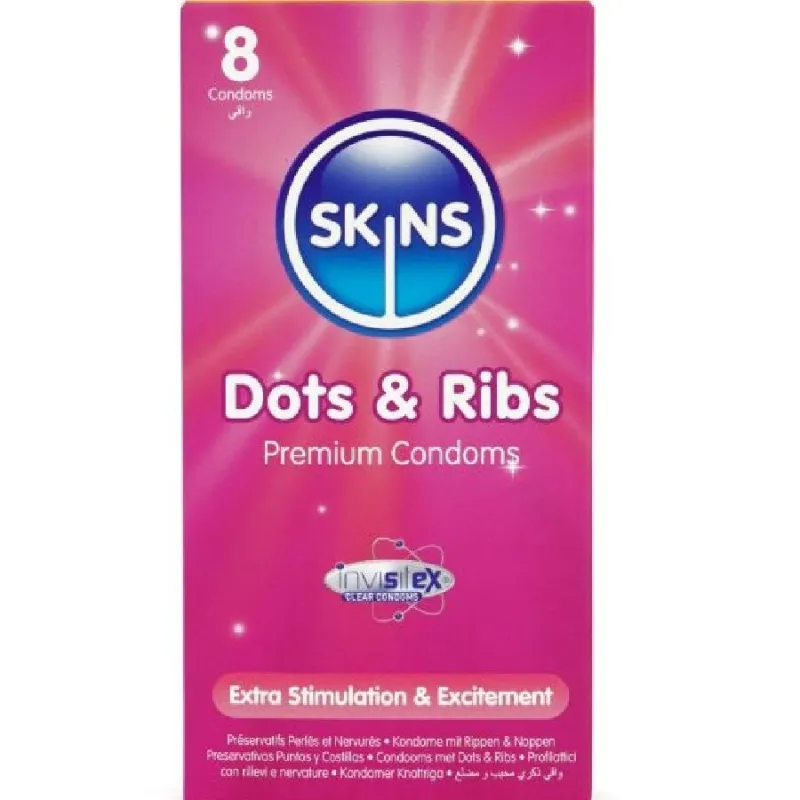 Dots & Ribs Premium-Kondome Packung 8 von Skins | Fesselliebe.de