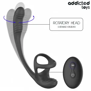 Analplug mit Vibration, 360°-Wellung und Hodenstimulator von Addicted Toys