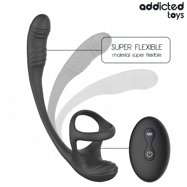 Analplug mit Vibration, 360°-Wellung und Hodenstimulator von Addicted Toys | Fesselliebe.de