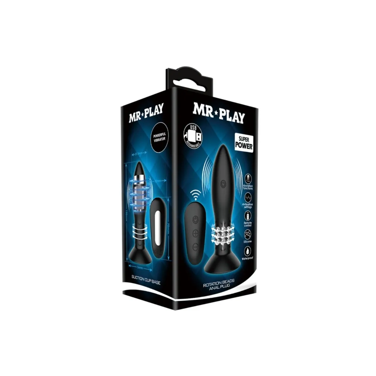 Stecker mit Schwarzen Rotierenden Bällen mit Fernbedienung von Mr Play | Fesselliebe.de