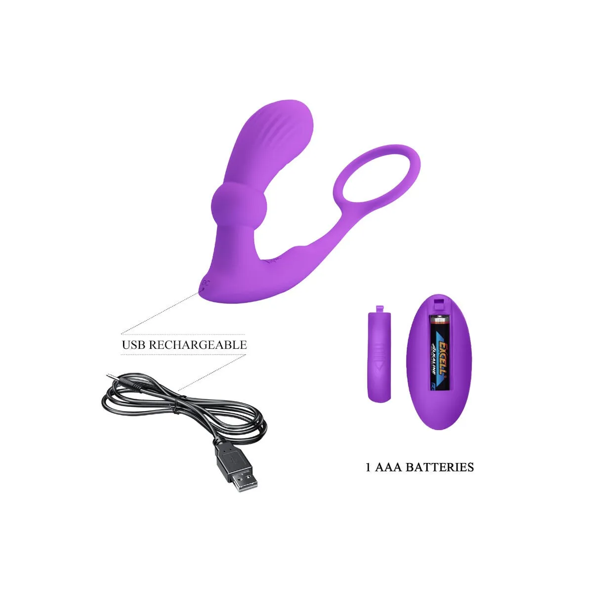 Warren Ring & Violett Analvibrator von Pretty Love Bottom | Fesselliebe.de