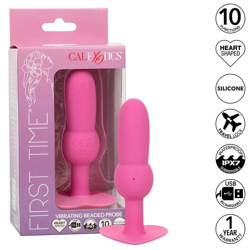 First Time Anal Plug mit Perlensonde 10 Vibrationen Rosa von Calexotics | Fesselliebe.de