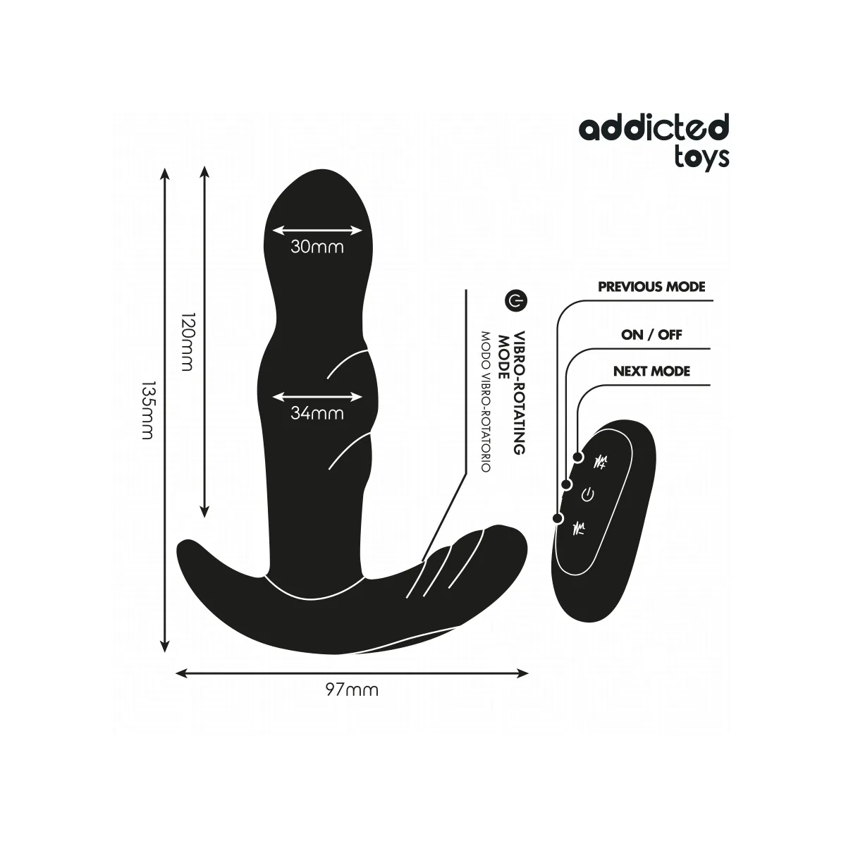 Rotierender Vibrierender Analstecker mit Fernbedienung von Addicted Toys | Fesselliebe.de
