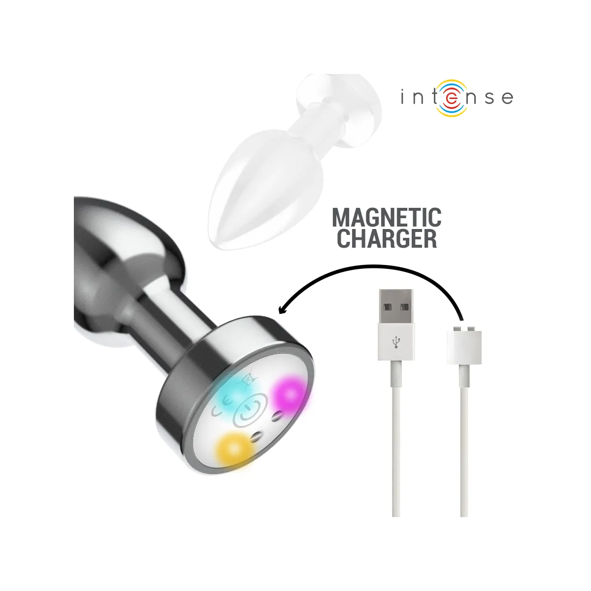 Vibrierender Analplug aus Metall mit Led-Leuchten und mit Fernbedienung - Grösse S von Intense Anal Toys | Fesselliebe.de