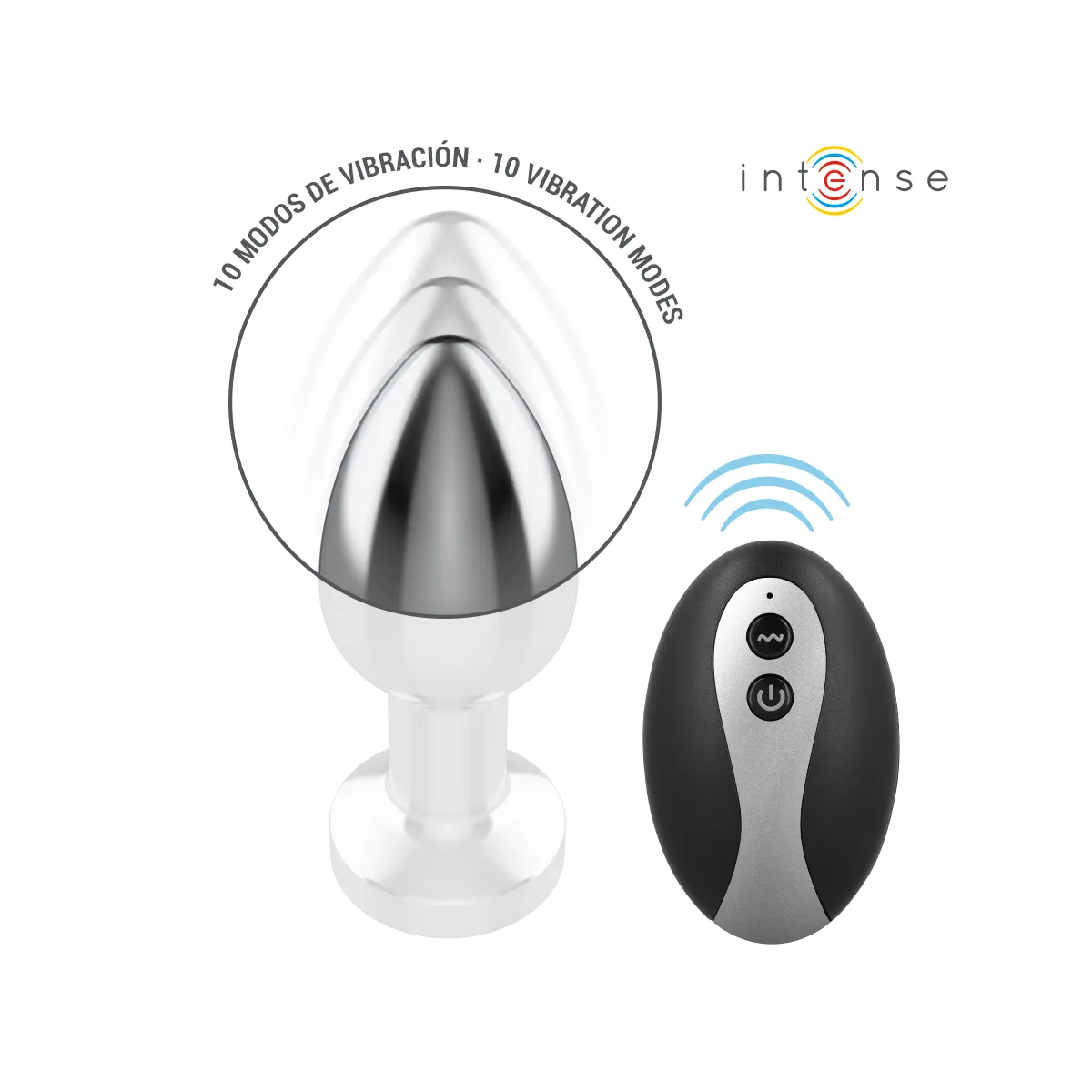 Vibrierender Analplug aus Metall mit Led-Leuchten und mit Fernbedienung - Grösse M von Intense Anal Toys | Fesselliebe.de