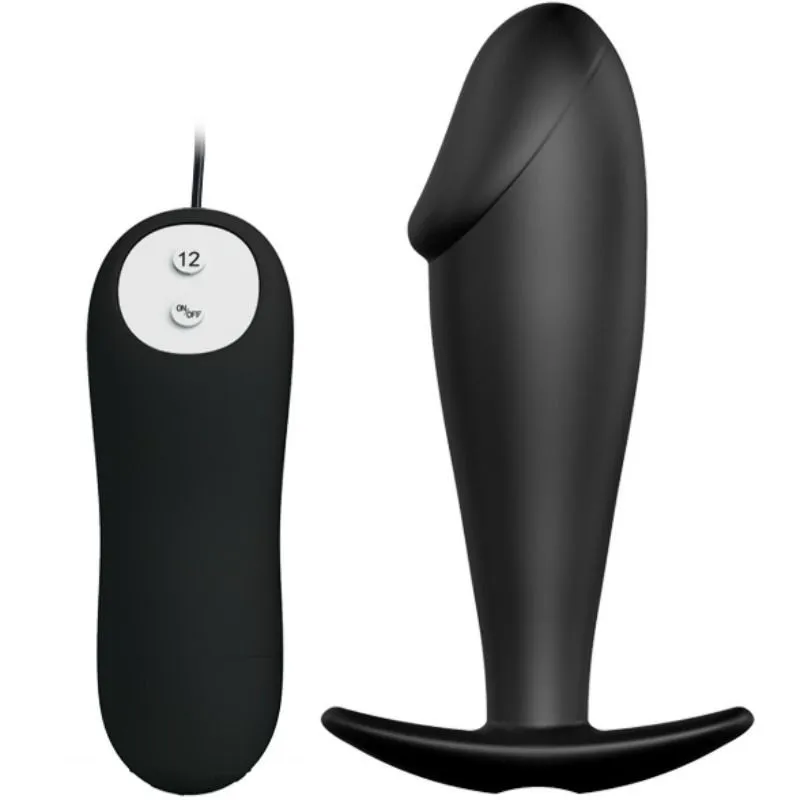 Silikon Anal Plug Penis Form und 12 Vibrationsmodi Schwarz von Pretty Love Bottom | Fesselliebe.de