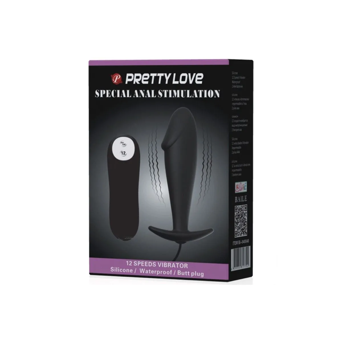 Silikon Anal Plug Penis Form und 12 Vibrationsmodi Schwarz von Pretty Love Bottom | Fesselliebe.de