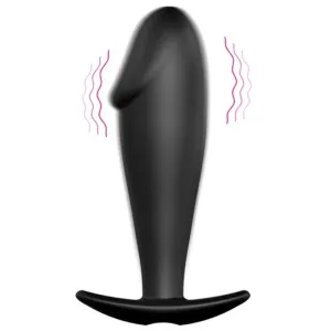 Silikon Anal Plug Penis Form und 12 Vibrationsmodi Schwarz von Pretty Love Bottom