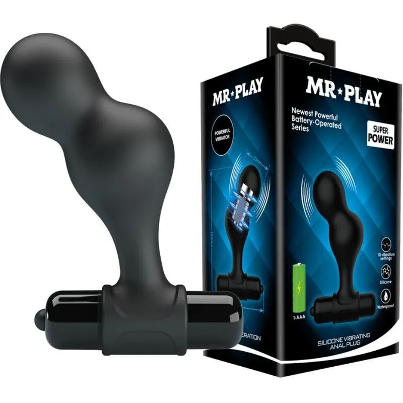 Schwarzer Silikon-Vibrator-Analstecker von Mr Play | Fesselliebe.de