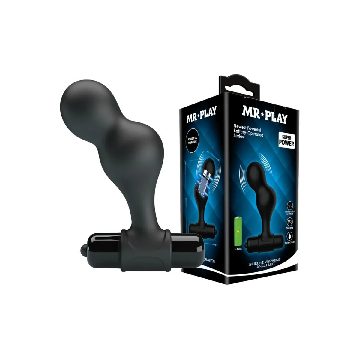 Schwarzer Silikon-Vibrator-Analstecker von Mr Play | Fesselliebe.de