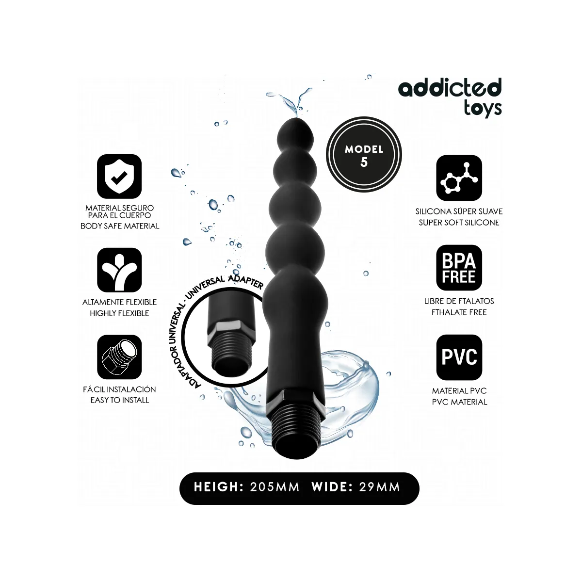 Anal Cleaner mit Universaladapter Modell 5 von Addicted Toys | Fesselliebe.de