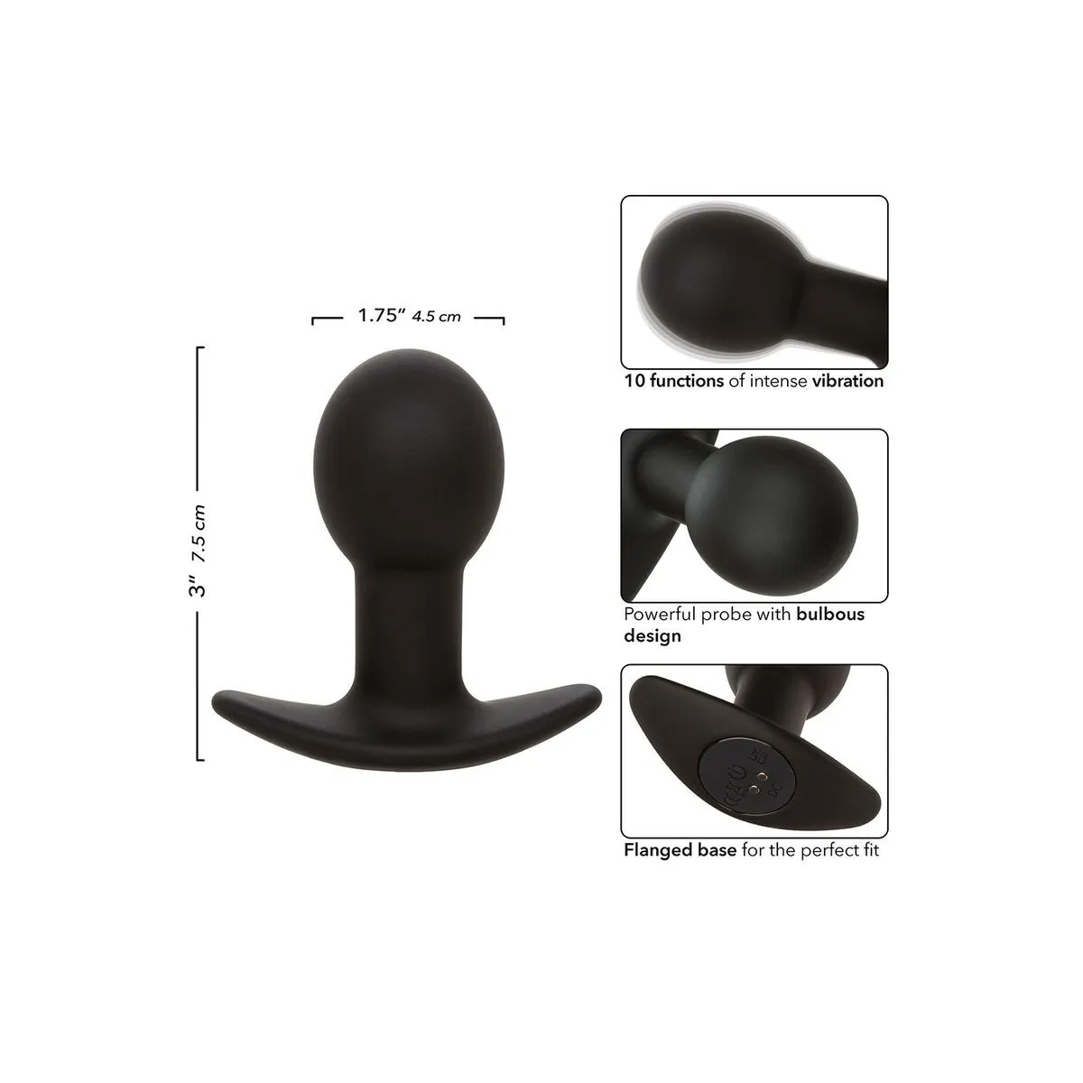 Rock Bottom Anal Plug 10 Vibrationen Silikon Schwarz von Calexotics | Fesselliebe.de