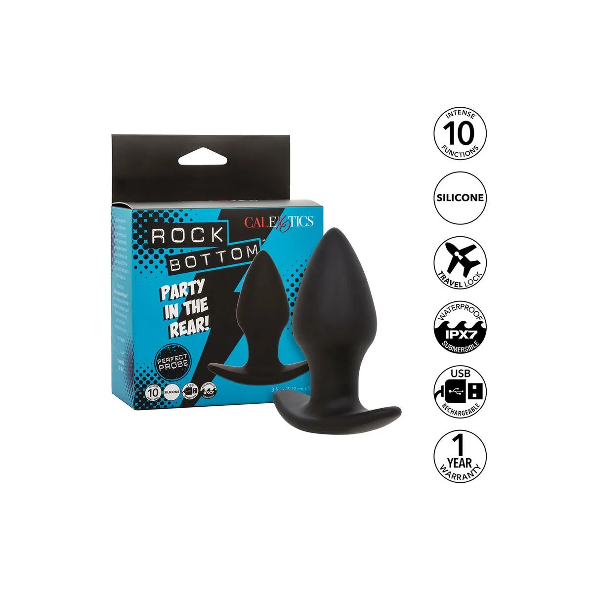 Rock Bottom Perfect Anal Plug 10 Vibrationen Silikon Schwarz von Calexotics | Fesselliebe.de