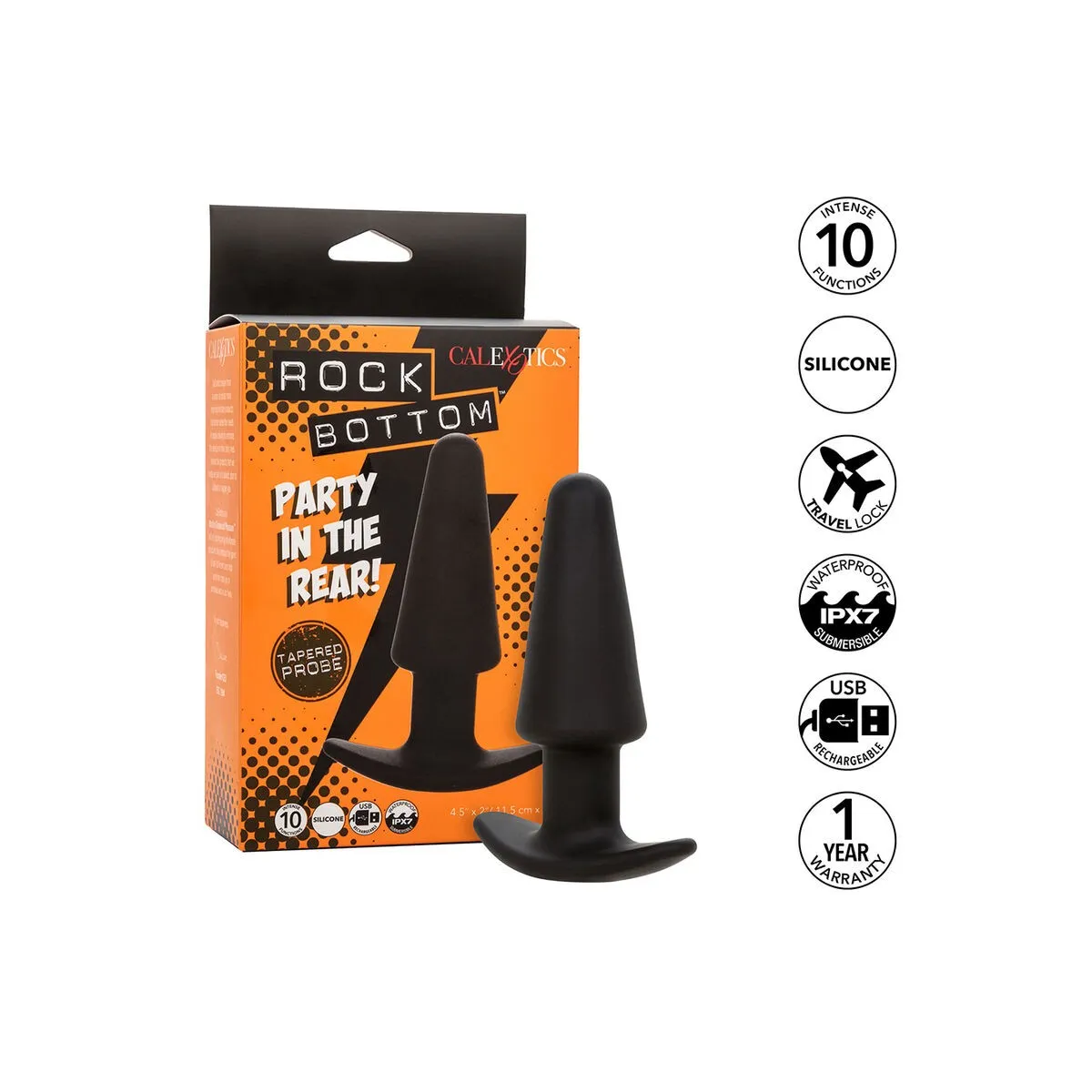 Rock Bottom Tapered Anal Plug 10 Vibraciones Silikon Schwarz von Calexotics | Fesselliebe.de