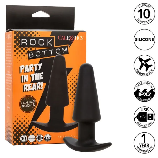 Rock Bottom Tapered Anal Plug 10 Vibraciones Silikon Schwarz von Calexotics | Fesselliebe.de