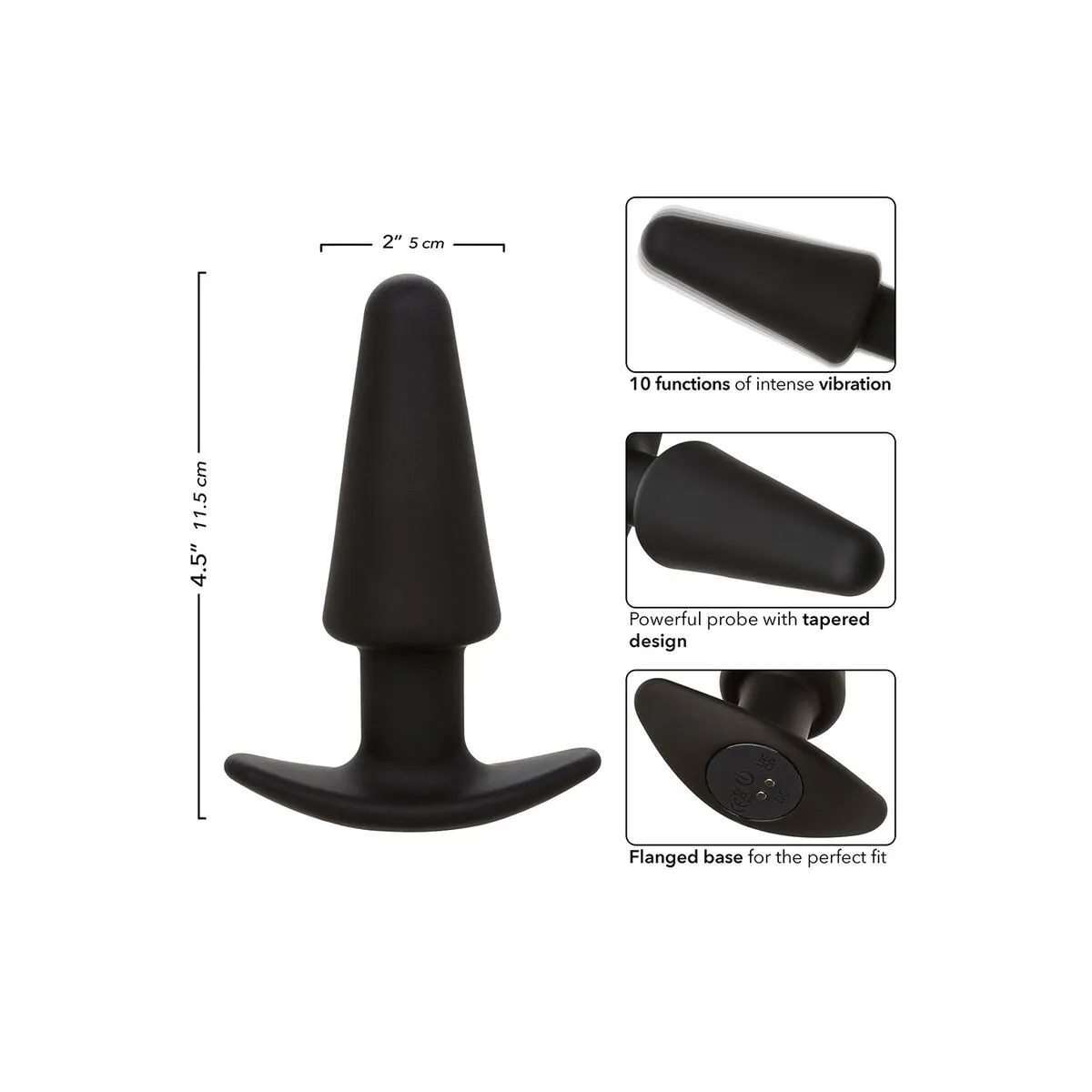 Rock Bottom Tapered Anal Plug 10 Vibraciones Silikon Schwarz von Calexotics | Fesselliebe.de