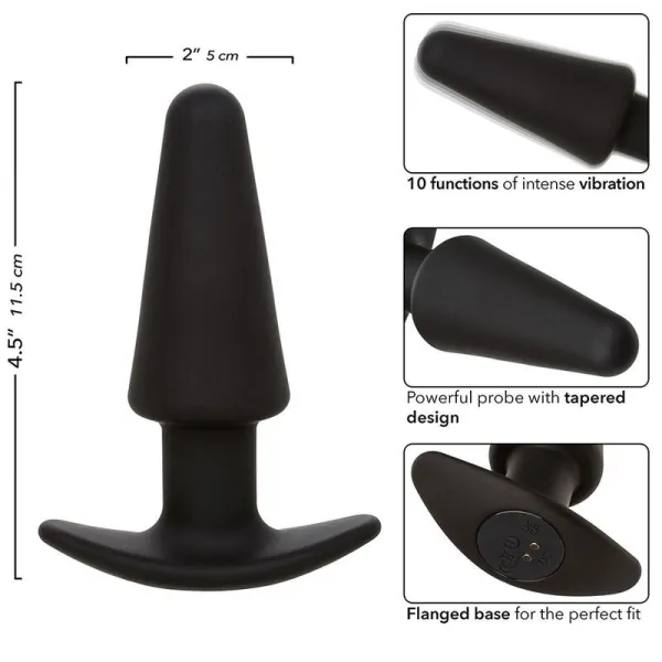 Rock Bottom Tapered Anal Plug 10 Vibraciones Silikon Schwarz von Calexotics | Fesselliebe.de