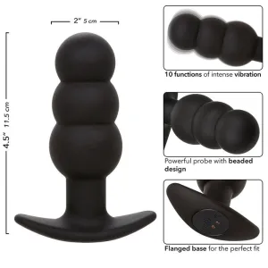 Rock Bottom Anal Plug mit Perlen 10 Vibrationen Silikon Schwarz von Calexotics