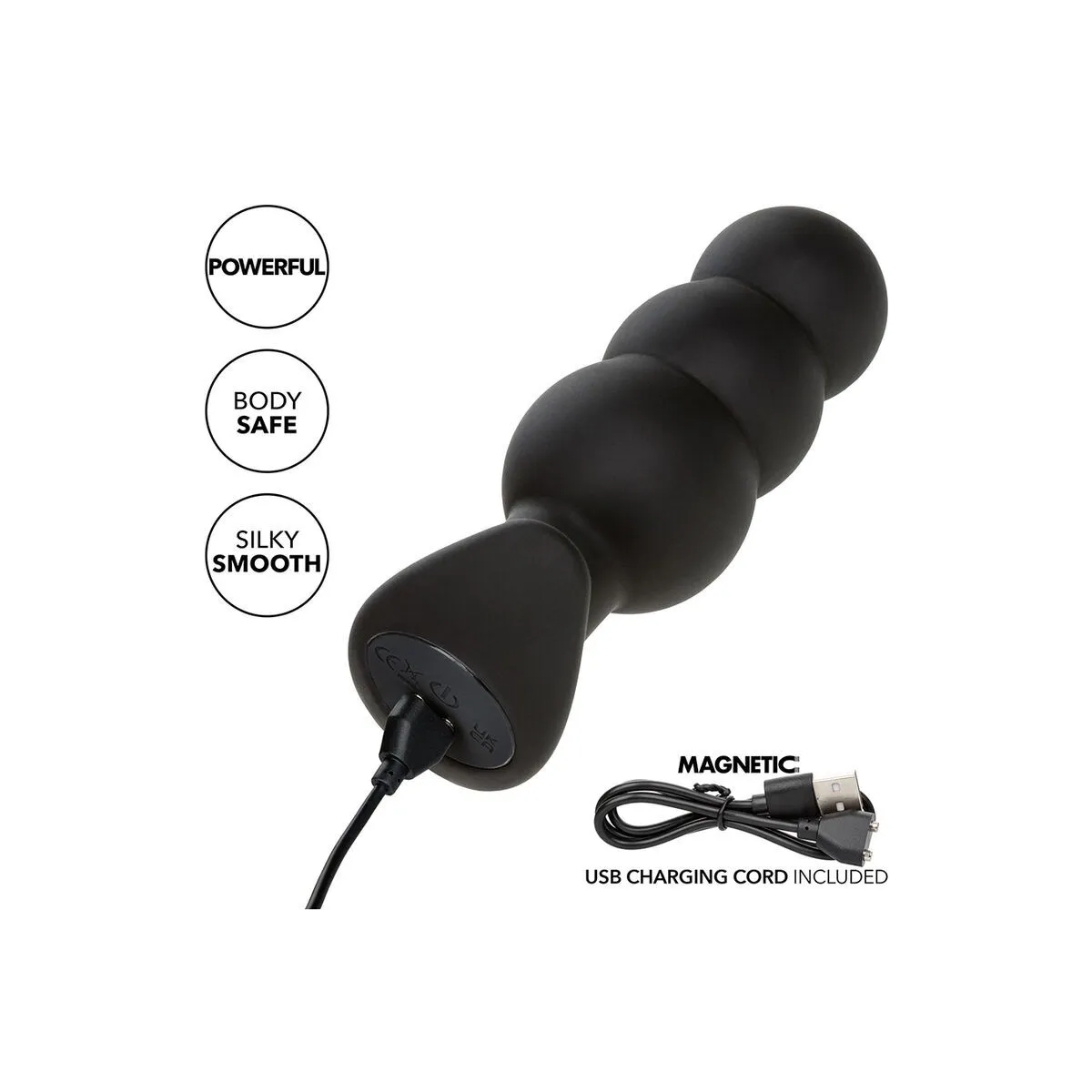 Rock Bottom Anal Plug mit Perlen 10 Vibrationen Silikon Schwarz von Calexotics | Fesselliebe.de