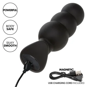 Rock Bottom Anal Plug mit Perlen 10 Vibrationen Silikon Schwarz von Calexotics