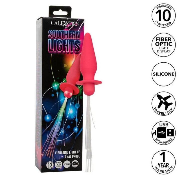 Southern Lights Light Up Leuchtende Analstecker 10 Vibrationen Silikon Rosa von Calexotics | Fesselliebe.de