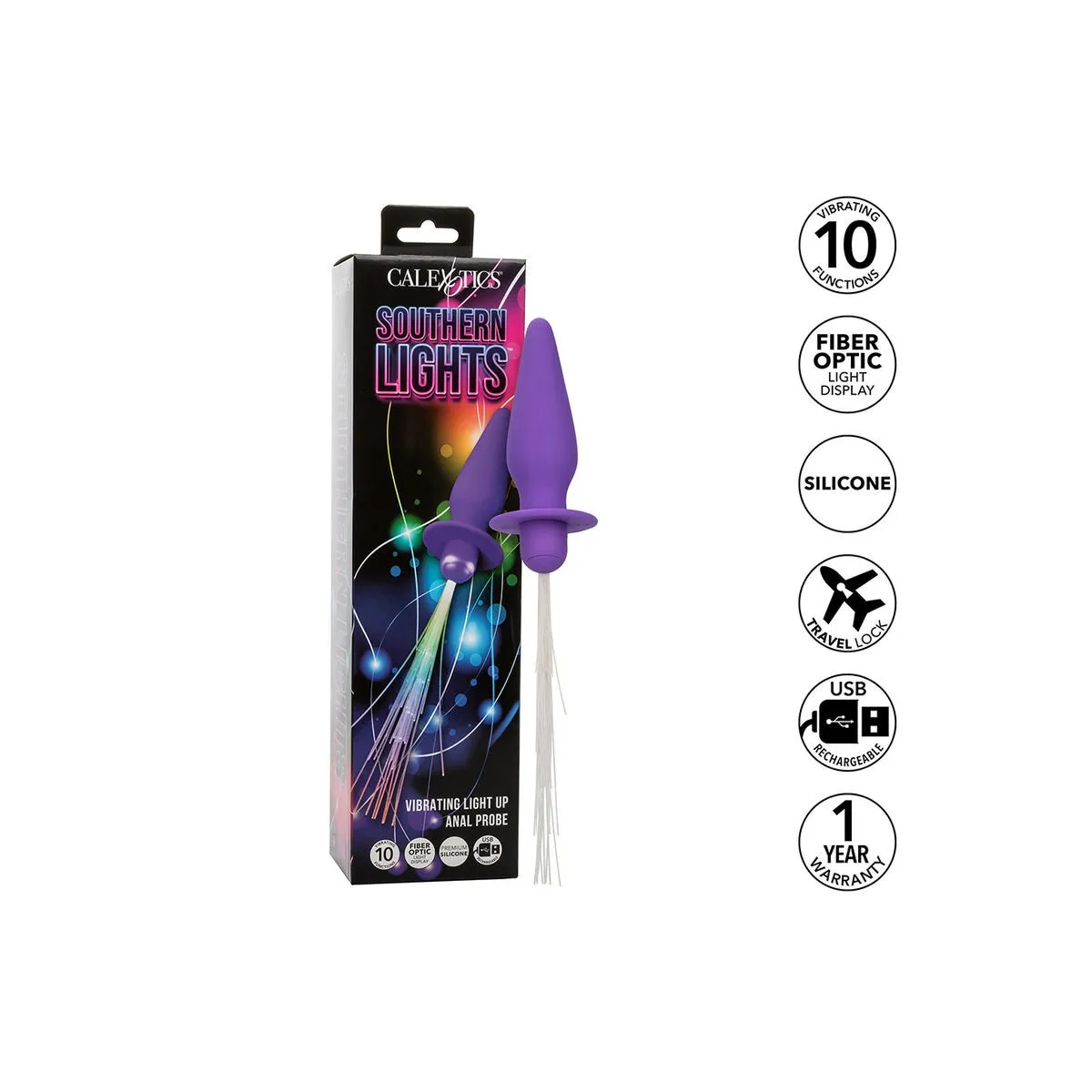 Southern Lights Light Up Leuchtende Analstecker 10 Vibrationen Silikon Lila von Calexotics | Fesselliebe.de