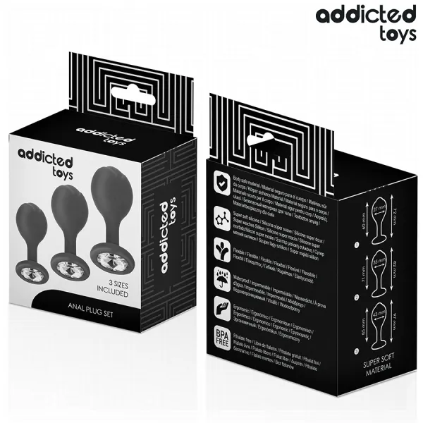 3er-Set Analplug mit Juwel von Addicted Toys | Fesselliebe.de
