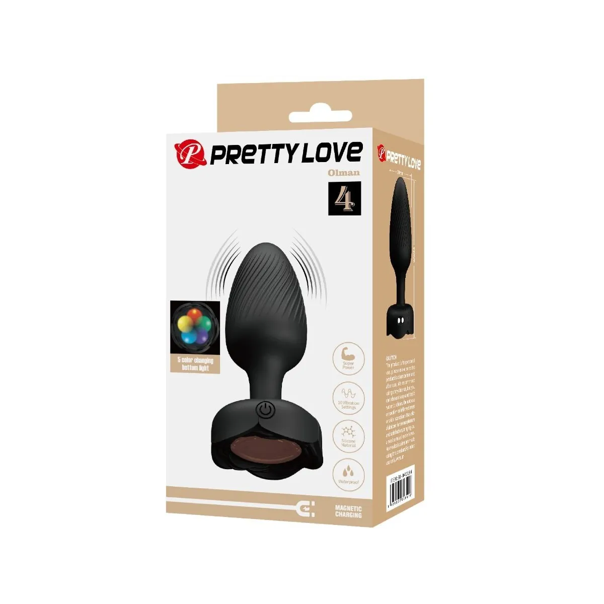 Olman Anal Plug mit Led Licht Schwarz 8,8 cm von Pretty Love | Fesselliebe.de