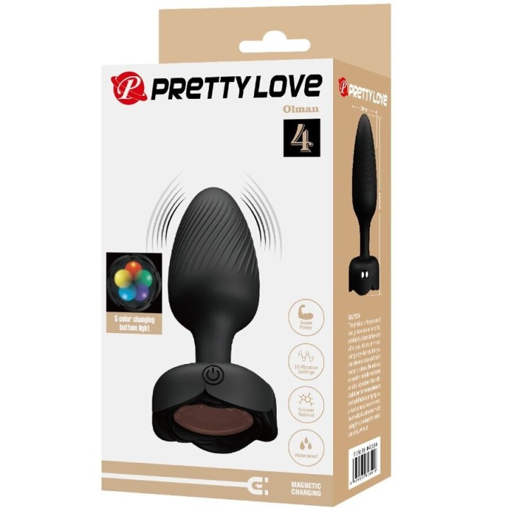 Olman Anal Plug mit Led Licht Schwarz 8,8 cm von Pretty Love | Fesselliebe.de