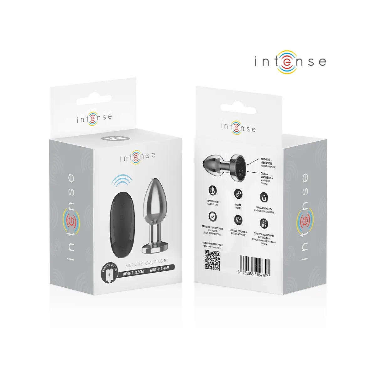 Anal Plug 10 Vibrationen Metall mit Fernbedienung M von Intense Anal Toys | Fesselliebe.de