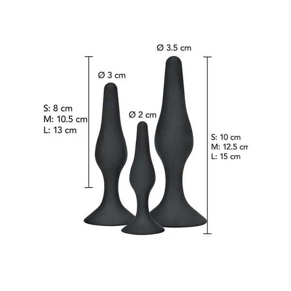 Anal Play Curvy Companions Anal Plug 3 Stück Schwarz von Toyjoy | Fesselliebe.de