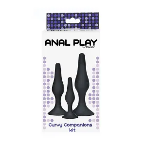 Anal Play Curvy Companions Anal Plug 3 Stück Schwarz von Toyjoy