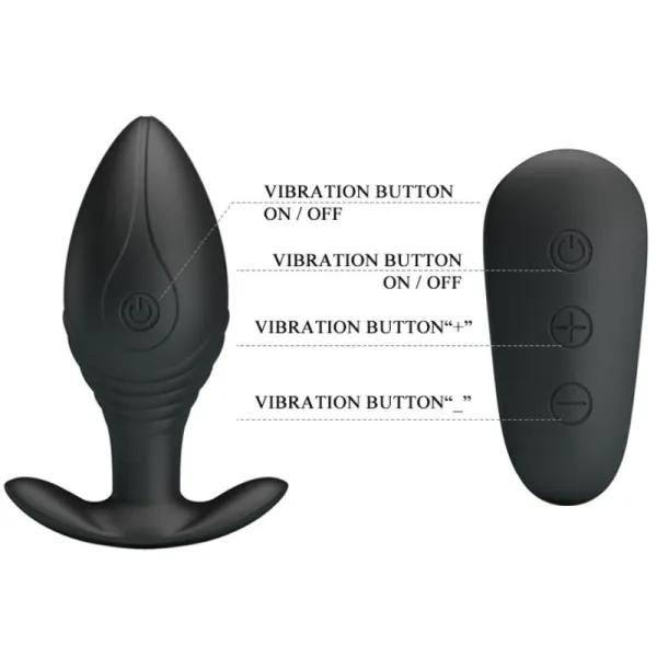 Regina Anal Plug wiederaufladbarer Vibrator Schwarz von Pretty Love Bottom | Fesselliebe.de