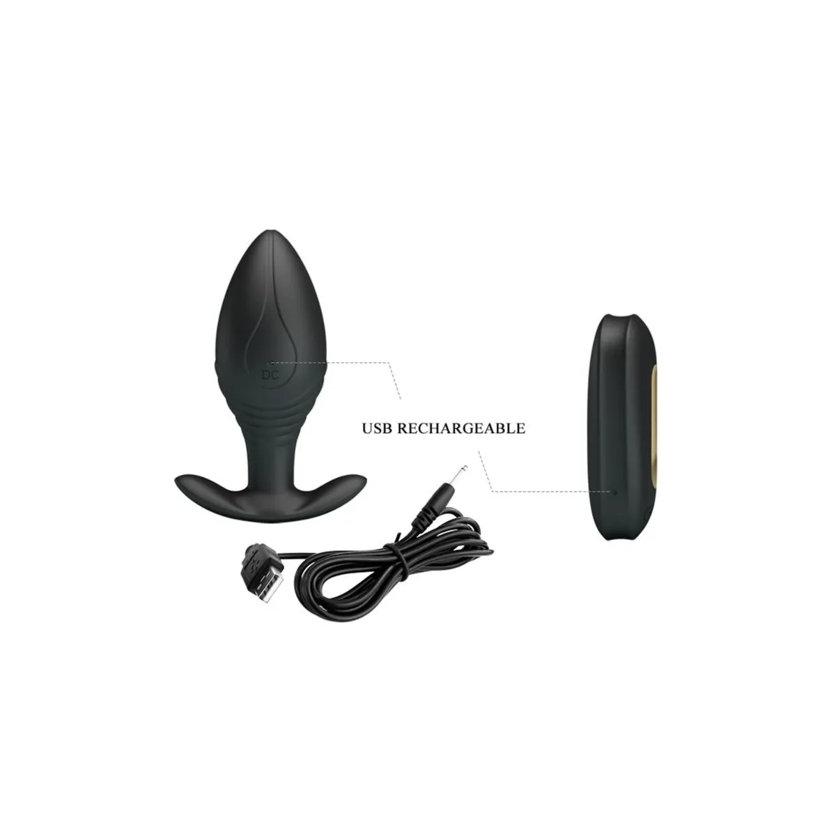 Regina Anal Plug wiederaufladbarer Vibrator Schwarz von Pretty Love Bottom | Fesselliebe.de