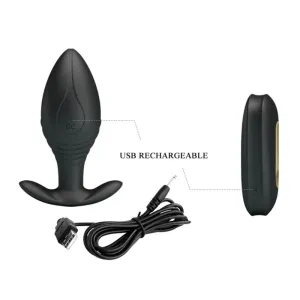 Regina Anal Plug wiederaufladbarer Vibrator Schwarz von Pretty Love Bottom