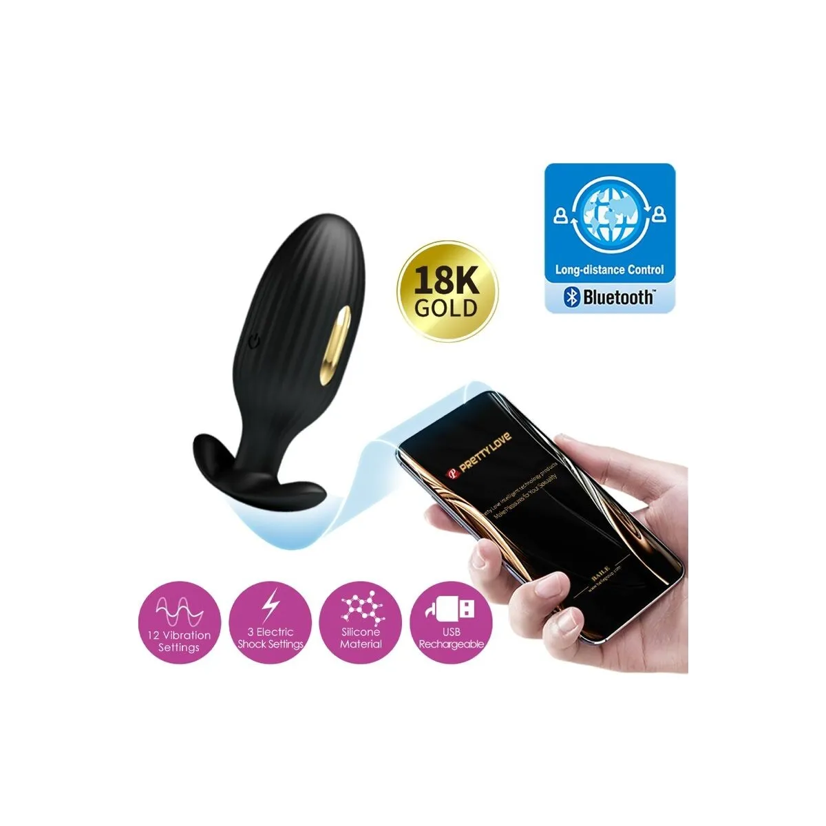 Jefferson App-Gesteuerter Analplug Schwarz von Pretty Love Bottom | Fesselliebe.de