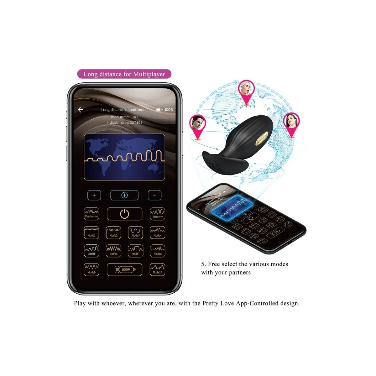 Jefferson App-Gesteuerter Analplug Schwarz von Pretty Love Bottom | Fesselliebe.de