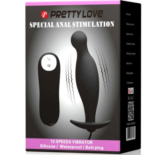 Silikon Analplug 12 Vibrationsmodi Schwarz von Pretty Love | Fesselliebe.de