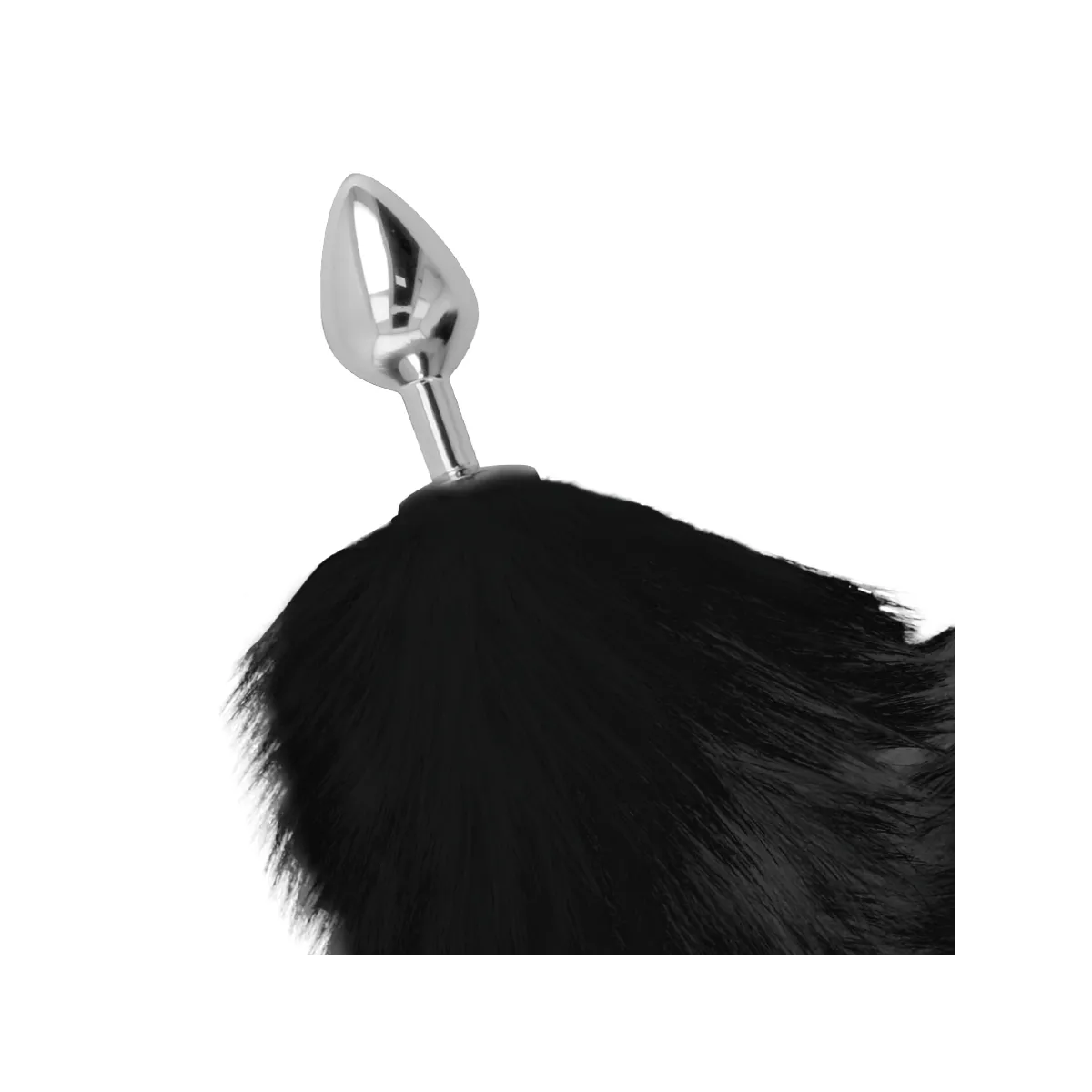 Silberner Analplug 8 cm mit Schwarzem Schwanz von Darkness Anal | Fesselliebe.de