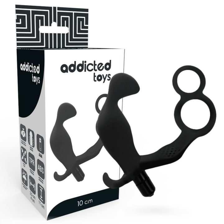 Analplug mit Doppeltem Penisring und Hoden Schwarz von Addicted Toys | Fesselliebe.de