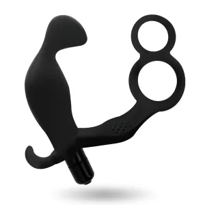 Analplug mit Doppeltem Penisring und Hoden Schwarz von Addicted Toys