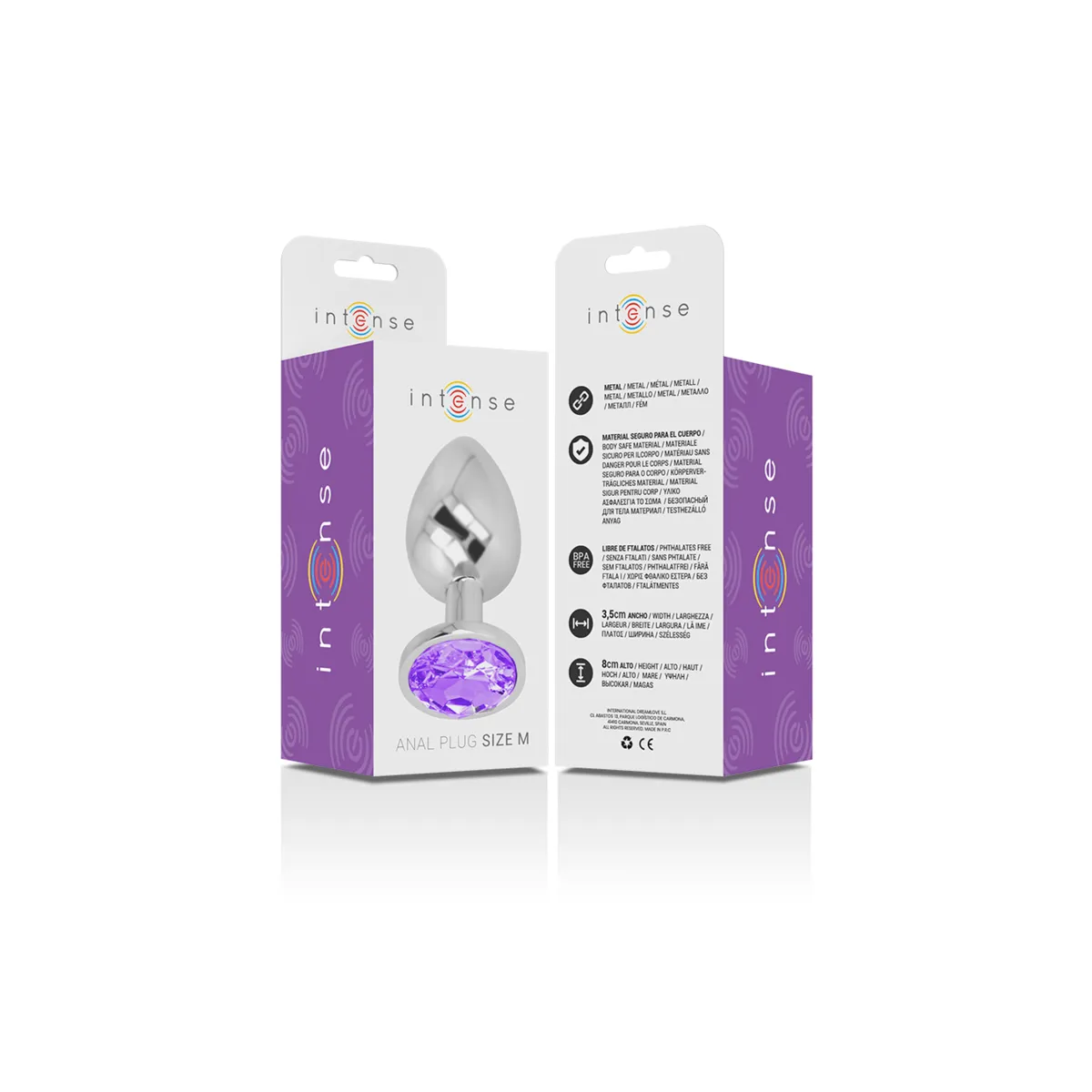 Analplug aus Aluminiummetall mit Violettem Kristall, Grösse M von Intense Anal Toys | Fesselliebe.de